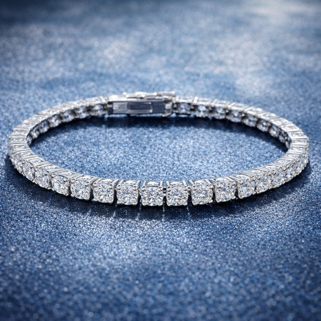 121 Elegant moissanite tennis bracelet, crafted in 925 silver and certified by GRA, is the perfect jewelry for Valentine's Day and anniversary celebrations. It's ideal for parties, dinners, and travel - 图片 1