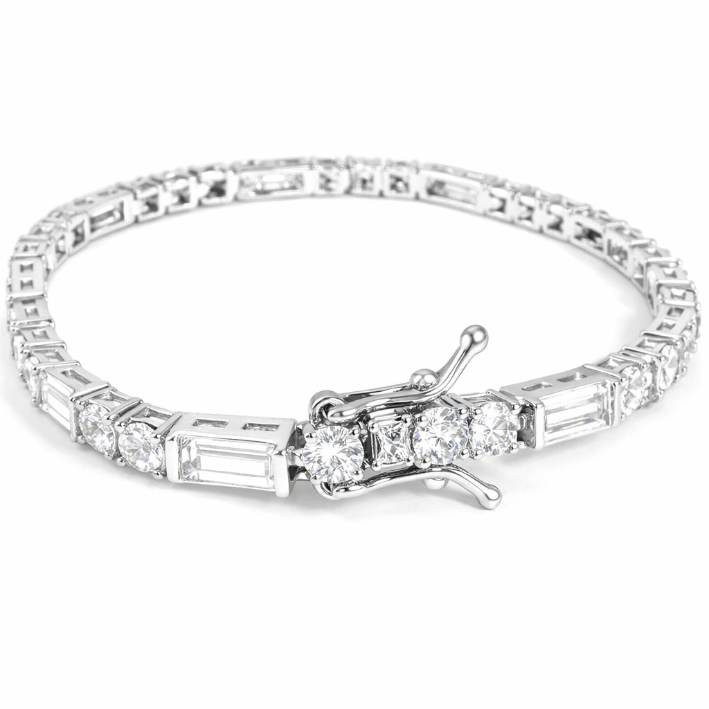 gen_3d9af60859275fd14c4e22d10dcd0ffb_1 925 Sterling Silver Alternating Round & Baguette Moissanite Tennis Necklace | Timeless Luxury Jewelry - Image 1