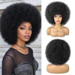 Short Curly Afro Wig - Heat Resistant Synthetic Hair for Women - Natural Looking 70s Style