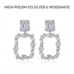 925 Sterling Silver Moissanite Drop Earrings - Emerald Cut & Marquise Statement Earrings
