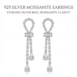 925 Sterling Silver Moissanite Drop Earrings - Double Teardrop Tassel Wedding Earrings