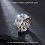 925 Sterling Silver Moissanite Cuban Link Ring - Master Pave Full Eternity Band