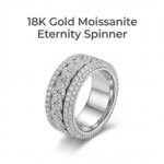 925 Sterling Silver Moissanite Spinner Ring - Intertwined Full Pave Anxiety Fidget Ring
