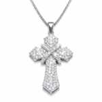 925 Sterling Silver Full Iced Out Moissanite Cross Necklace | Hip Hop Statement Pendant for Men