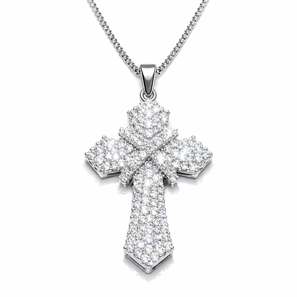 gen_gen_微信图片_202603321105528_749_2252_1_1 925 Sterling Silver Full Iced Out Moissanite Cross Necklace | Hip Hop Statement Pendant for Men - Image 1