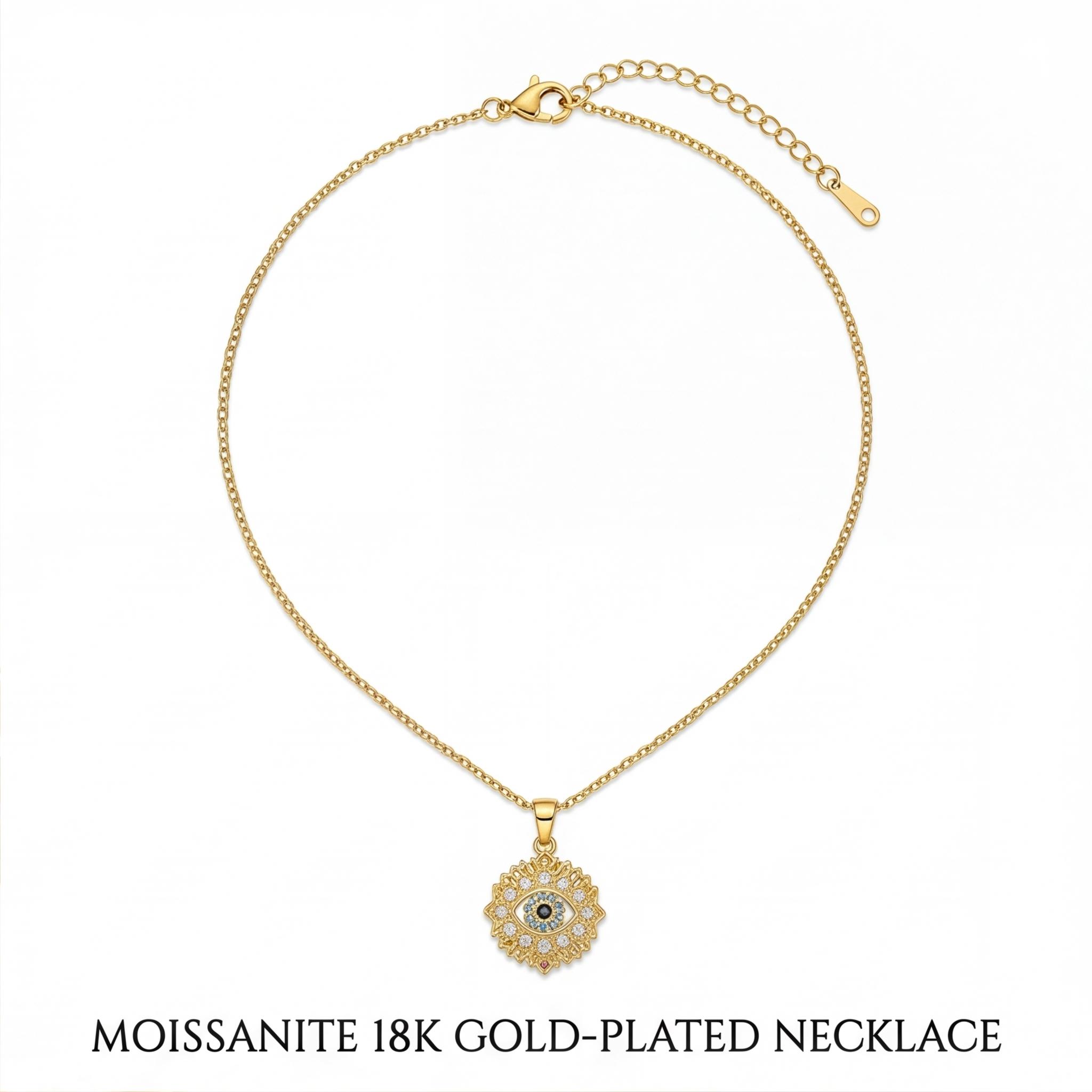 gen_used_ae22d036a21048de7f8f321a8839fdba_1_1_part2 18K Gold Plated Evil Eye Moissanite Necklace | 925 Sterling Silver Protection Charm Pendant - Image 1