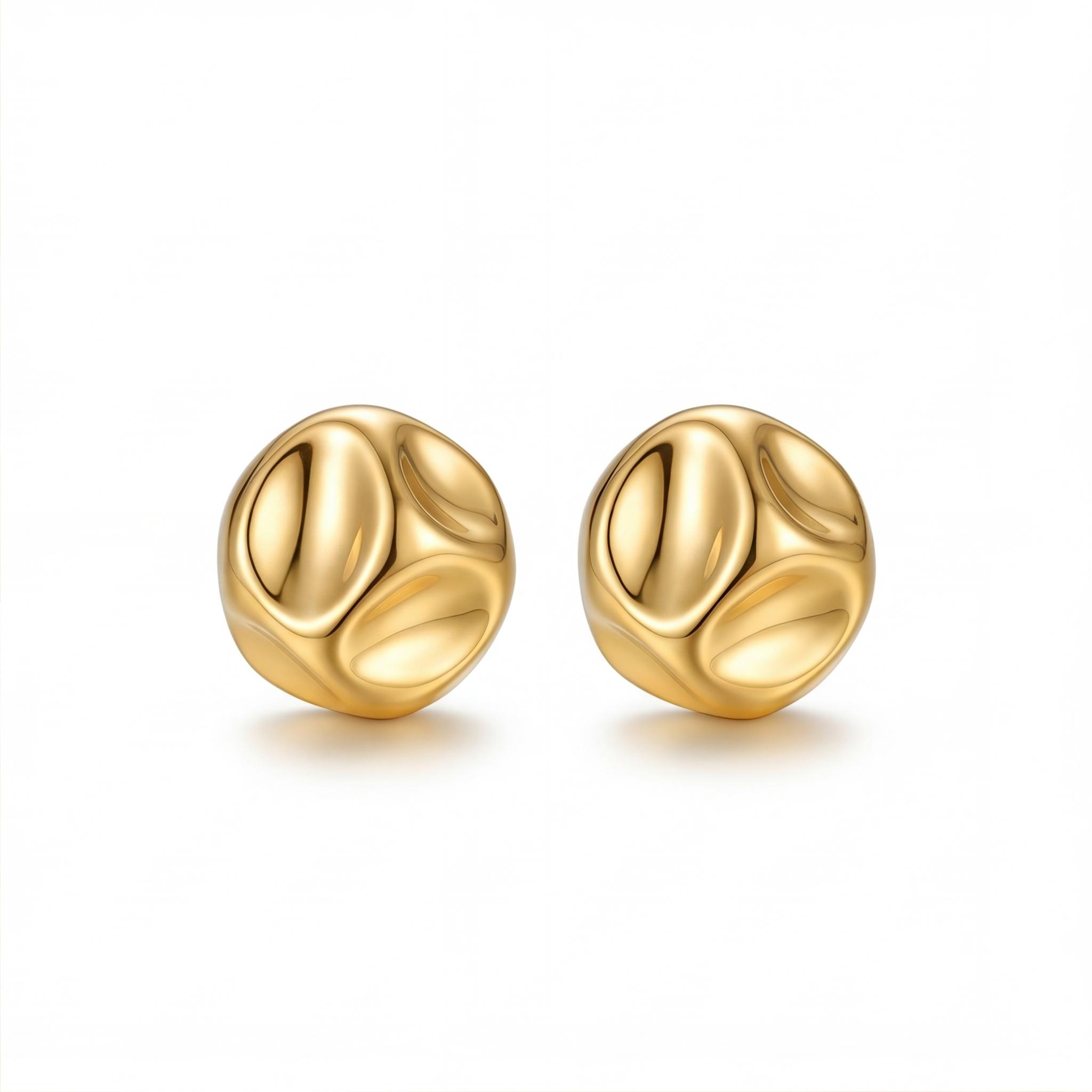 gen_used_used_used_used_0afdbd16b61dcf5d729261309c7eaca0_1_1_part2 18K Gold Plated Sculptural Dome Earrings - Minimalist Chunky Statement Earrings - Image 1