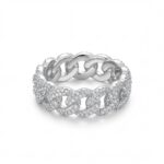 925 Sterling Silver Moissanite Cuban Link Hoop Earrings - Full Pave Statement Hoops