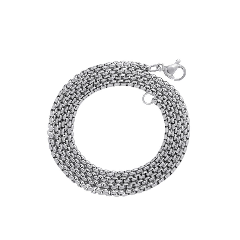0f05b020-c4a7-4fbc-94f5-de351b9cd368 2mm square pearl chain 925 silver European and American hip-hop jewelry with chain Vacuum electroplated corn chain - Image 1