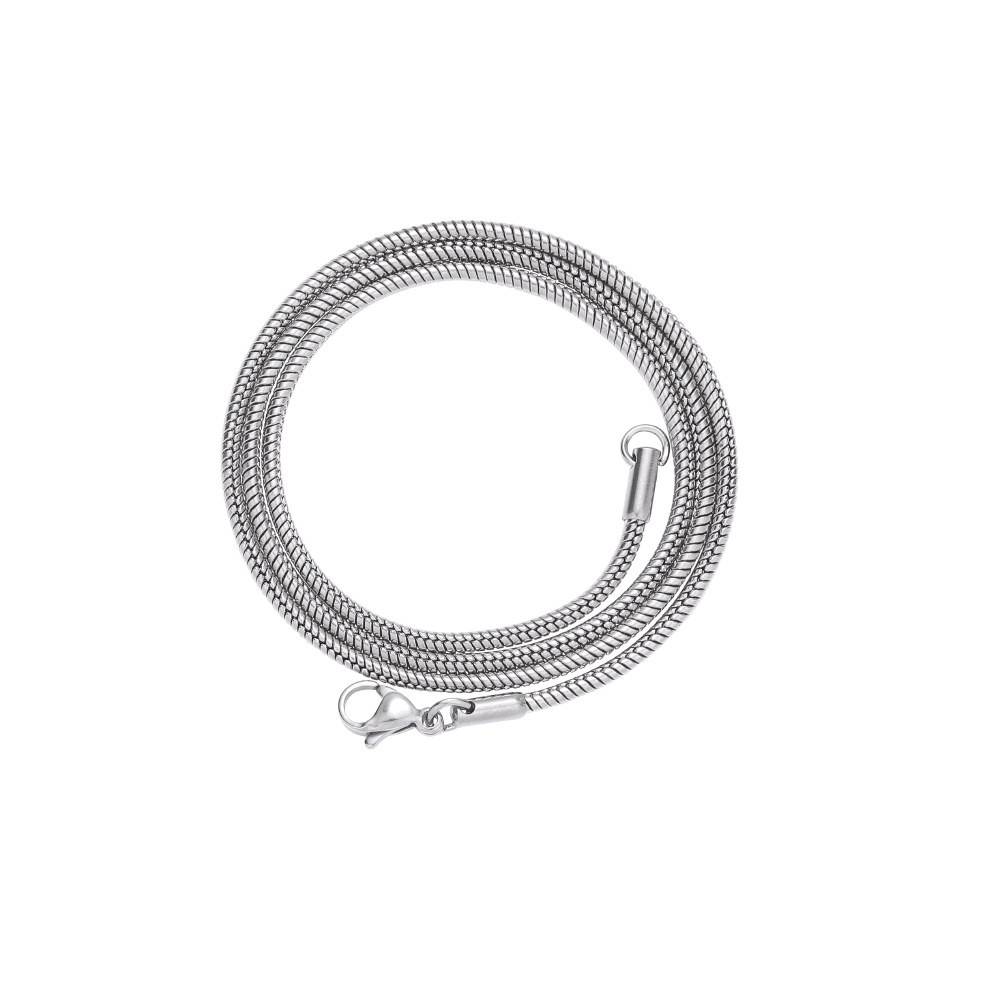 5a30d5a8-4de8-4996-b93a-e13fbd2f3785 2mm round snake chain, 925 silver vacuum plated, men's trendy brand necklace, European and American hip-hop accessories chain, snake bone chain - Image 1