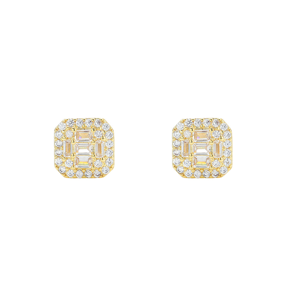 O1CN010wlrP71EqAC79zYJH_!!2215781360402-0-cib 925 sterling silver inlaid moissanite new cross square earrings hip-hop round and long mixed earrings, suitable for men and women to wear. - Image 1