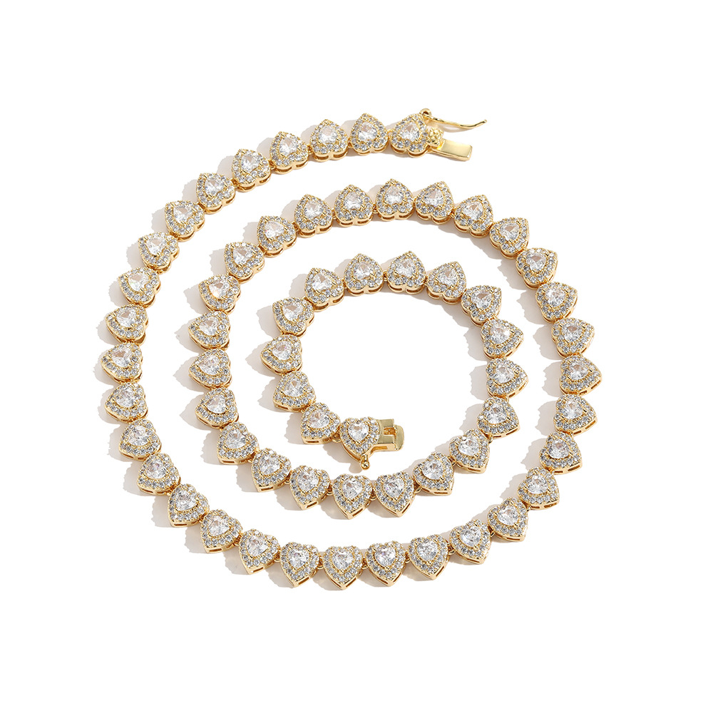 O1CN0124LxQO1EqAJ9dSGmV_!!2215781360402-0-cib 7mm Heart-Shaped Tennis Chain, European and American Hip-Hop Jewelry, Light Luxury S925 Sterling Silver, Micro-Set Moissanite, Couple Stackable Trendy Heart Necklace - Image 1