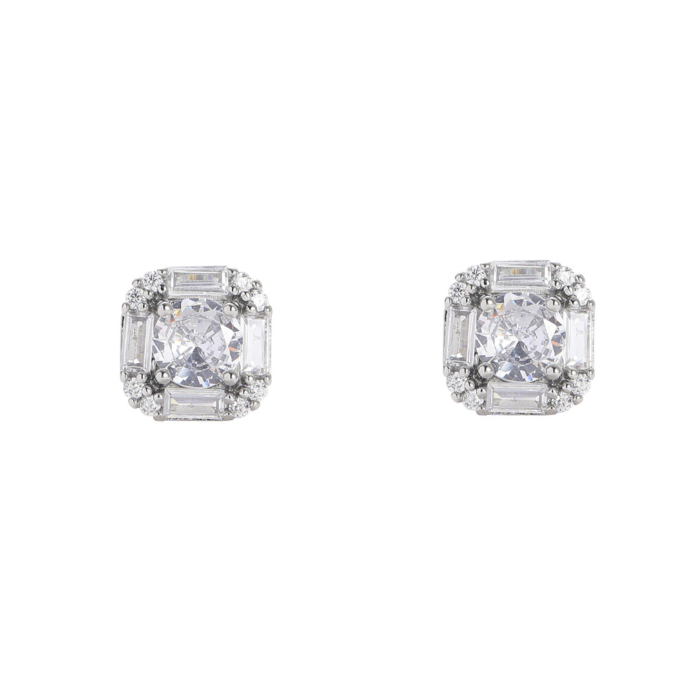 O1CN012CQxpv1EqA5uMHdzk_!!2215781360402-0-cib 925 sterling silver moissanite mixed square earrings, hip-hop new fashion earrings, square ear studs. - Image 1