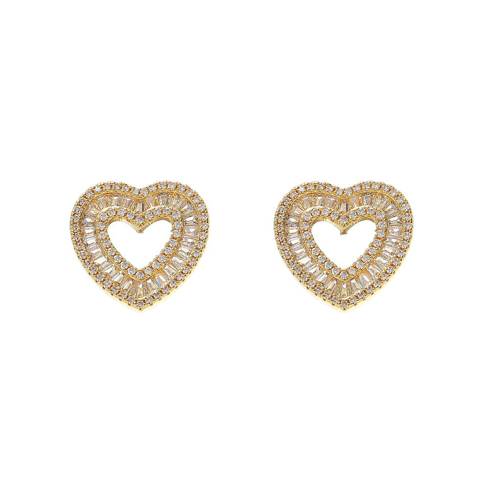 O1CN012HNrSZ1EqA5taRBKn_!!2215781360402-0-cib 925 sterling silver hip-hop heart-shaped earrings, set with moissanite heart-shaped earrings, wide edged peach heart earrings, suitable for women. - Image 1