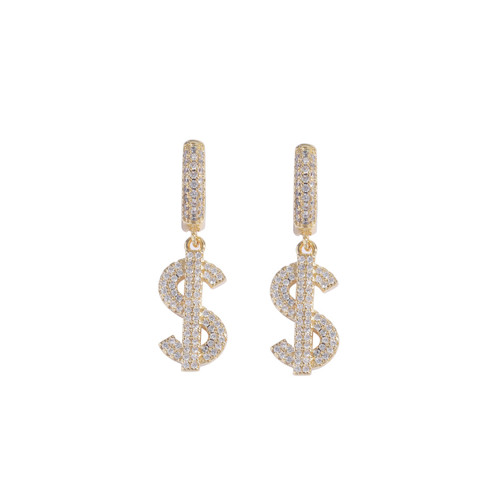 O1CN016GdcBz1EqA5mwxQ0N_!!2215781360402-0-cib 925 sterling silver dollar earrings with hip hop inlaid moissanite, new classic dollar earrings. - Image 1