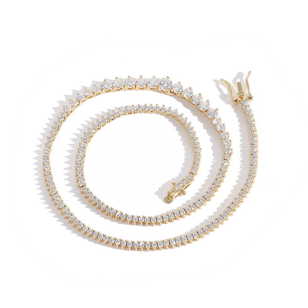 O1CN016wFoaD1EqAKui8nO9_!!2215781360402-0-cib 3-Claw Gradient Size Moissanite Tennis Necklace European and American Hip-Hop Trendy High-End Feeling Accessory Necklace - Image 1