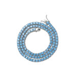 4mm Aquamarine Moissanite Tennis Chain Necklace S925 Sterling Silver European and American Trendy Personality Single Row Moissanite Layering Necklace