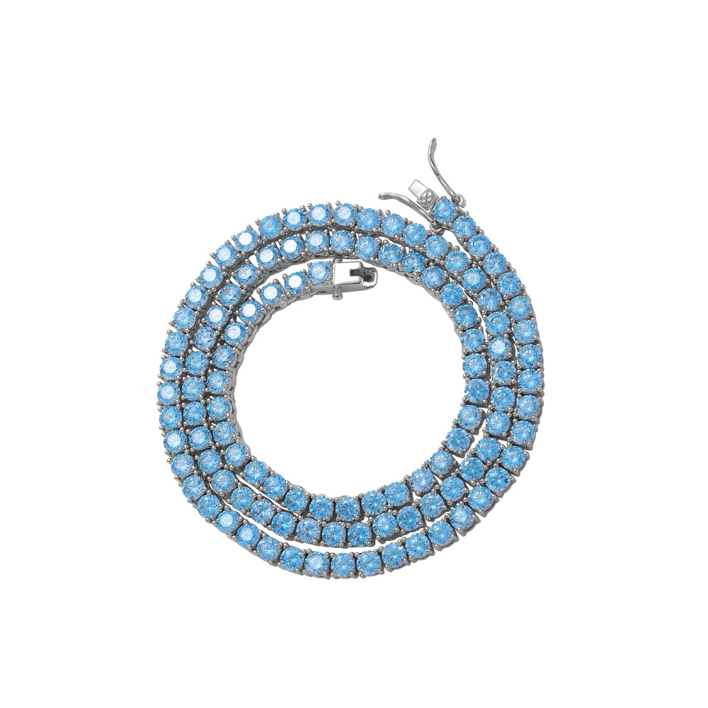 O1CN017DUSvg1EqA4jFy8G4_!!2215781360402-0-cib 4mm Aquamarine Moissanite Tennis Chain Necklace S925 Sterling Silver European and American Trendy Personality Single Row Moissanite Layering Necklace - Image 1