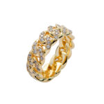 Cuban ring 8mm European and American hip-hop 925 silver micro inlaid moissanite personalized male and female explosive classic versatile ring ring