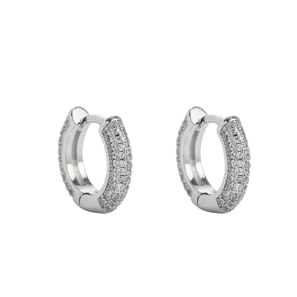 O1CN019Eabar1EqA5ucxNic_!!2215781360402-0-cib 925 silver classic small plain hoop earrings, hip-hop micro-inlaid moissanite earrings, new style hoop earrings for men and women. - Image 1