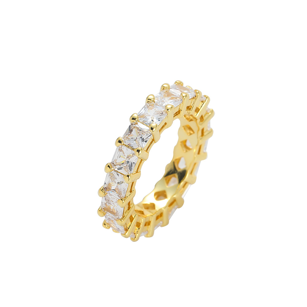 O1CN019JPlJq1EqAEYB4gnX_!!2215781360402-0-cib Square single moissanite ring European and American hip-hop 925 silver inlaid moissanite men's and women's popular 18K gold-plated single ring ring - Image 1