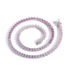 3-Claw Pink Tennis Chain Gradient Color European and American Hip-Hop Tennis Chain Trendy Layered High-End Color-Changing Necklace