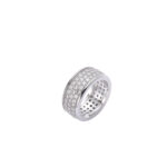 Big finger ring, European and American hip-hop 925 silver micro inlaid moissanite men's and women's popular 3-row moissanite cylindrical ring