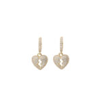 925 silver inlaid moissanite three-dimensional heart-shaped earrings, hip hop style peach heart earrings with buckle heart-shaped earrings.