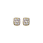 925 sterling silver inlaid moissanite round and square earrings, hip-hop style earrings, trendy men's and women's personalized earrings.