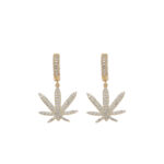 925 sterling silver maple leaf earrings, hip-hop moissanite earrings with a unique hip-hop style, maple leaf earrings, suitable for daily parties.