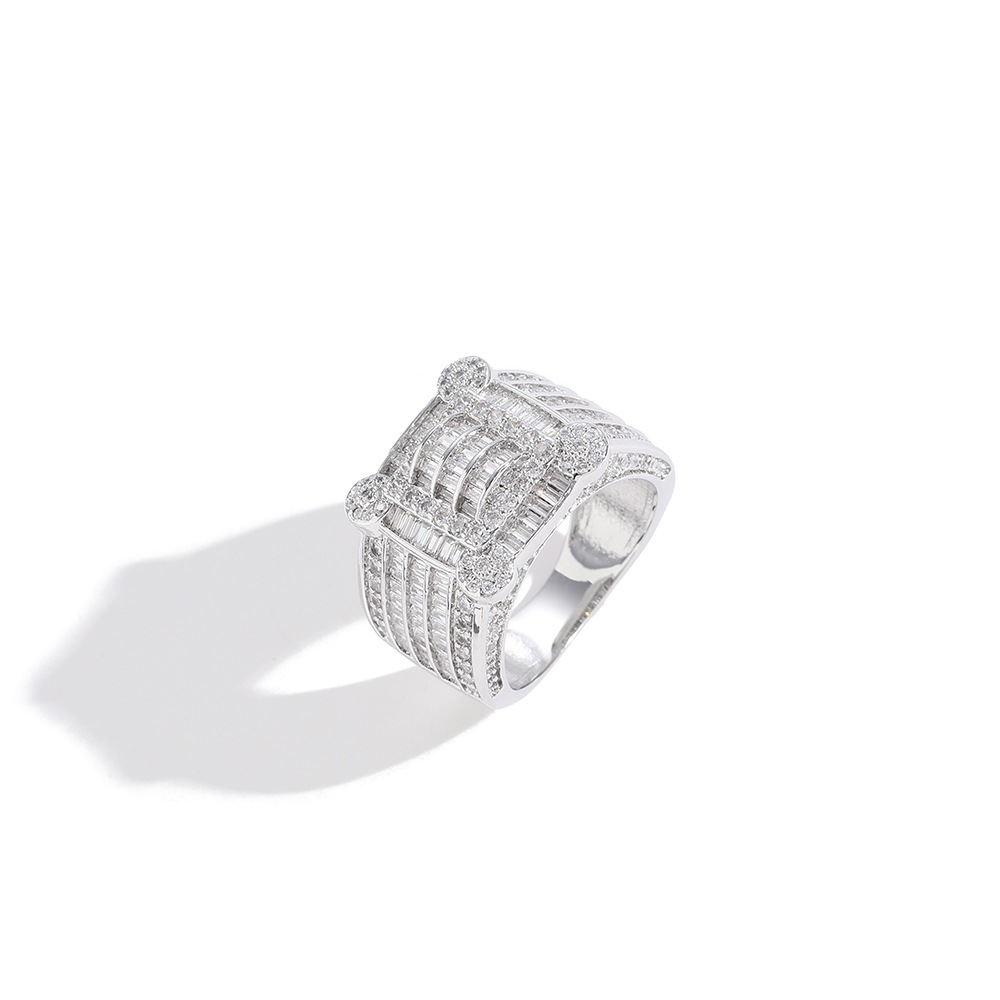 O1CN01H3YEF51EqAAA9ov9M_!!2215781360402-0-cib Retro password ring, European and American hip-hop 925 silver micro inlaid moissanite, men's and women's popular new fashion ring, men's ring - Image 1
