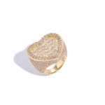 Love Ring Wish European and American Hip Hop 925 Silver Set Moissanite Hiphop Sparkling Ring Accessory Peach Heart Ring for Women