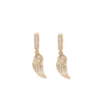 925 sterling silver inlaid moissanite feather wing three-dimensional earrings, new men's and women's couple earrings, symmetrical and agile wing earrings.
