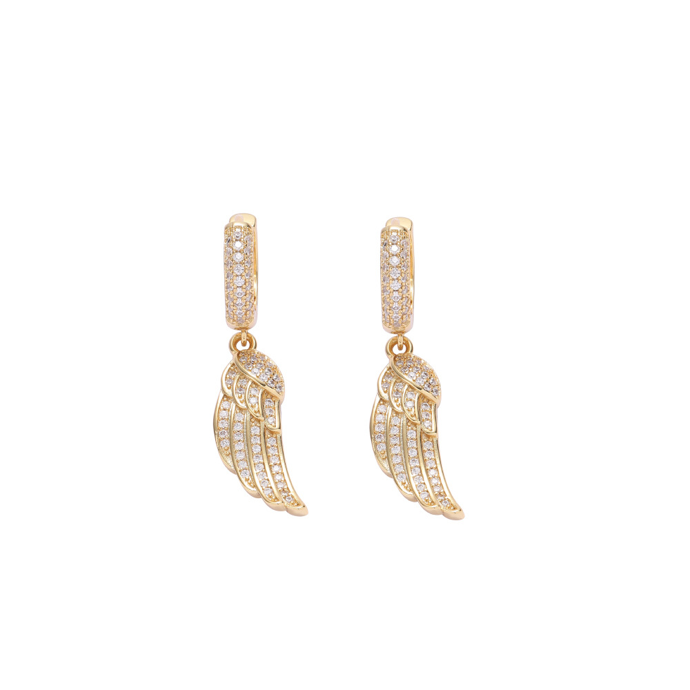 O1CN01LgEqF21EqA5jTVQ2v_!!2215781360402-0-cib 925 sterling silver inlaid moissanite feather wing three-dimensional earrings, new men's and women's couple earrings, symmetrical and agile wing earrings. - Image 1