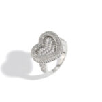 Love Ring Wish European and American Hip Hop 925 Pure Silver with Moissanite Hiphop Sparkling Ring Accessory Heart Ring