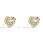 925 sterling silver inlaid moissanite new heart-shaped earrings hip-hop round square mixed peach heart earrings, suitable for men and women to wear.