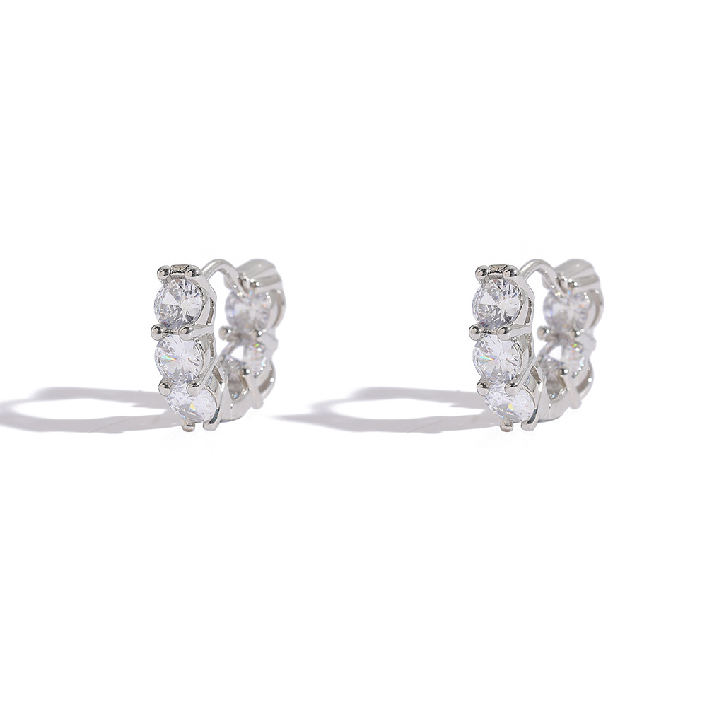 O1CN01MhE22H1EqA9vJ3jty_!!2215781360402-0-cib 925 sterling silver classic small circle earrings with hip-hop micro inlaid moissanite earrings, new round earrings for men and women. - Image 1