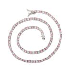 4mm Pink-White Moissanite Tennis Chain, European and American Hip-Hop Jewelry, Rainbow Accent Diamond Colorful Tennis Chain