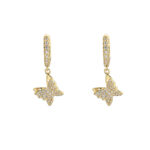 925 sterling silver moissanite double-layer butterfly earrings, hip-hop style personalized earrings for men and women, small butterfly earrings.