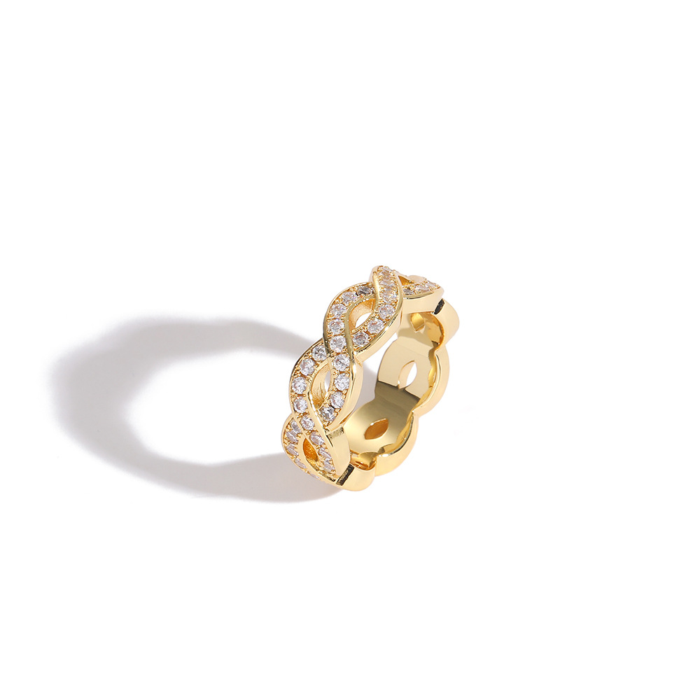 O1CN01OBDks41EqAAC6FxyG_!!2215781360402-0-cib 8-shaped ring, women's European and American hip-hop 925 pure silver inlaid with moissanite, cross-border popular classic single row moissanite Cuban chain ring - Image 1