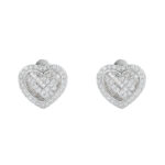 925 sterling silver inlaid moissanite peach heart earrings, hip-hop new personalized three-dimensional heart earrings.