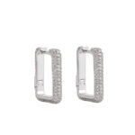 925 sterling silver inlaid moissanite new geometric square earrings, hip-hop simple ear buckle, women's rectangular earrings.