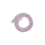 4mm Pink Moissanite Tennis Chain, S925 Sterling Silver Style Tennis Chain, Rose Gold with Pink Moissanite, Pink Tennis Necklace