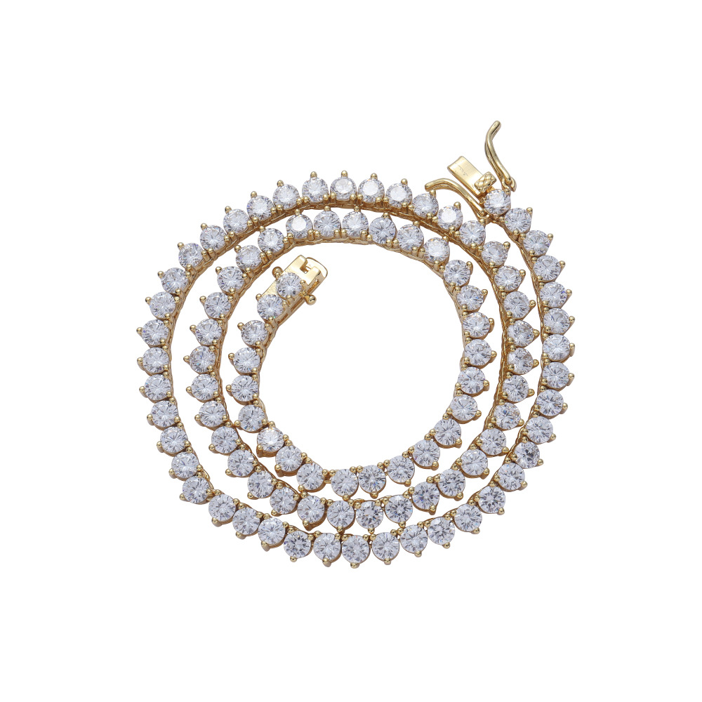 O1CN01TyKfrp1EqAJ43x2vR_!!2215781360402-0-cib 4mm 3-claw Moissanite tennis chain European and American hip-hop jewelry tennischain trendy high-end 3-claw tennis necklace - Image 1