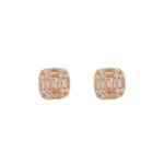 925 silver plated with 18k gold, adorned with square and round moissanite earrings, embellished with micro-set moissanite, suitable for both men and women, ideal for nightclubs and hip-hop events, simple square earrings.