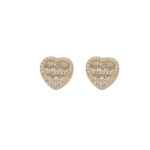925 sterling silver inlaid moissanite heart-shaped earrings, hip-hop five layered personalized heart-shaped earrings.