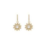 925 sterling silver inlaid with moissanite sunflower earrings, hip-hop personalized design trendy brand earrings, and women's classic flower earrings.