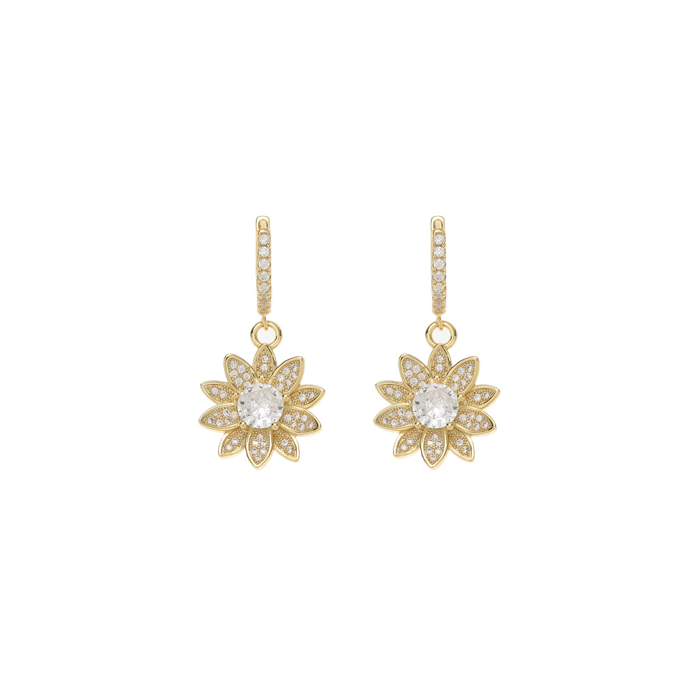 O1CN01aSDhMA1EqA5tE3NVn_!!2215781360402-0-cib 925 sterling silver inlaid with moissanite sunflower earrings, hip-hop personalized design trendy brand earrings, and women's classic flower earrings. - Image 1
