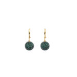 925 sterling silver plated with 18k gold, classic green round ball earrings, hip-hop retro style, green moissanite small ball eardrop.