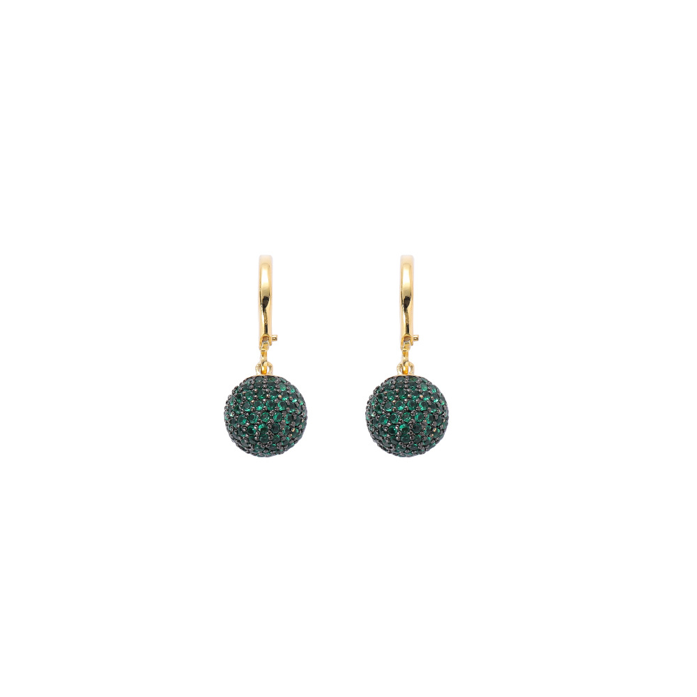 O1CN01asZhhu1EqA5trarje_!!2215781360402-0-cib 925 sterling silver plated with 18k gold, classic green round ball earrings, hip-hop retro style, green moissanite small ball eardrop. - Image 1